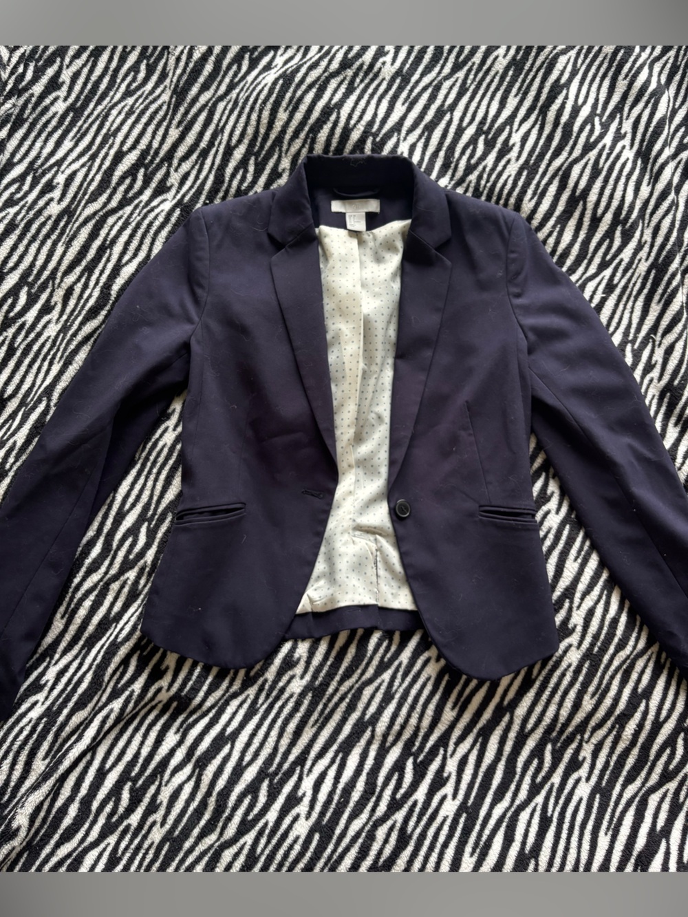 H&M Navy Single-Button Blazer Jacket